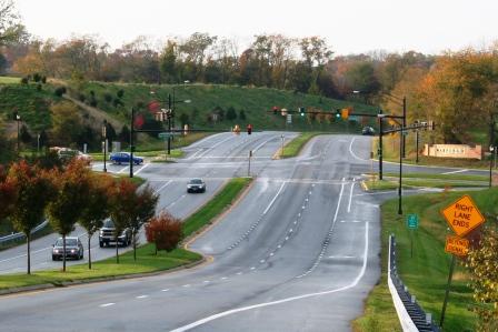 a SHA road with intersection to new industrial complex near Howard and Carroll County Maryland